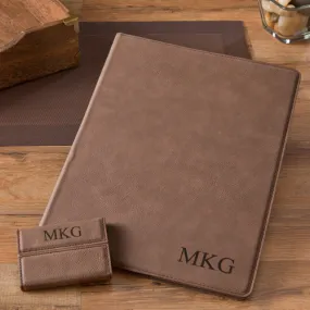 Personalized Mocha Portfolio & Business Card Case Set