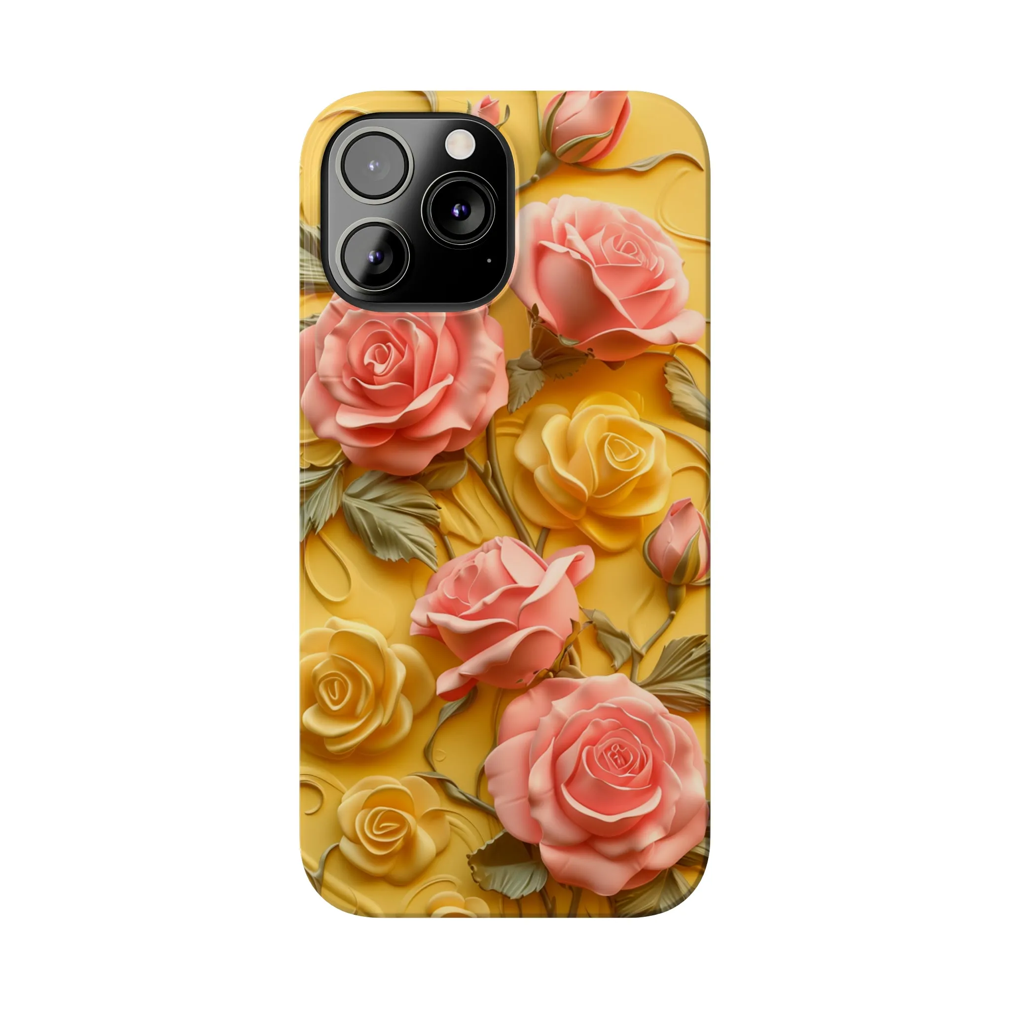 Pink And Yellow Roses 3D Style Print iPhone Case