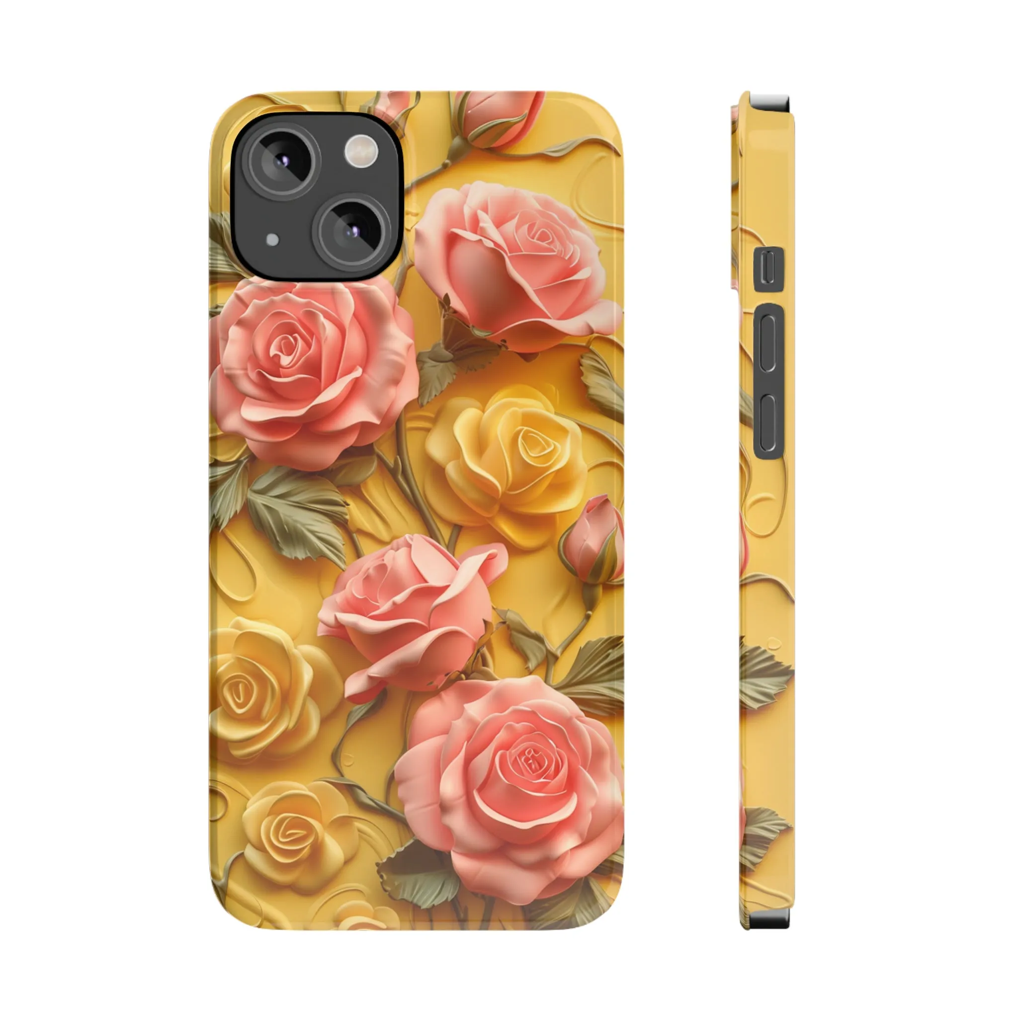 Pink And Yellow Roses 3D Style Print iPhone Case