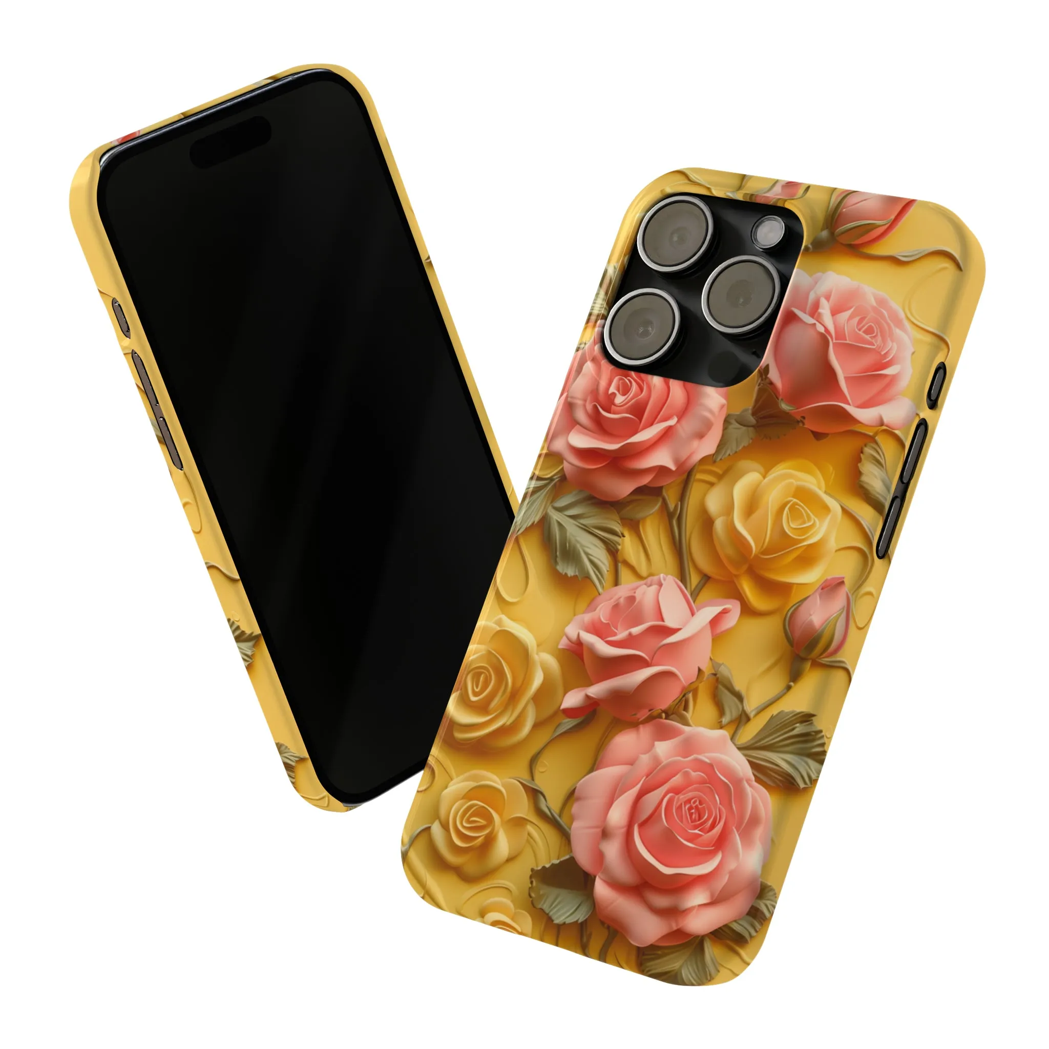 Pink And Yellow Roses 3D Style Print iPhone Case