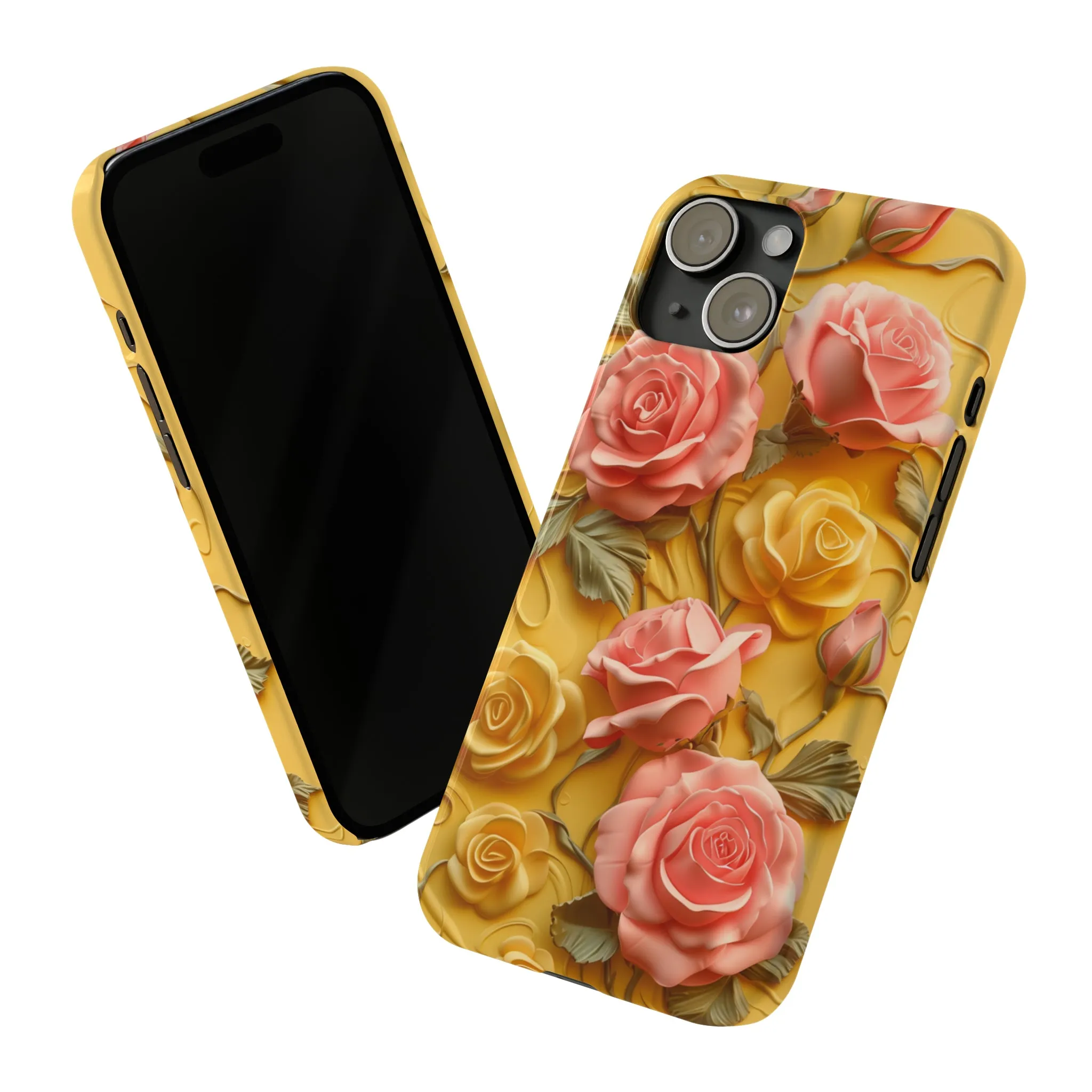 Pink And Yellow Roses 3D Style Print iPhone Case