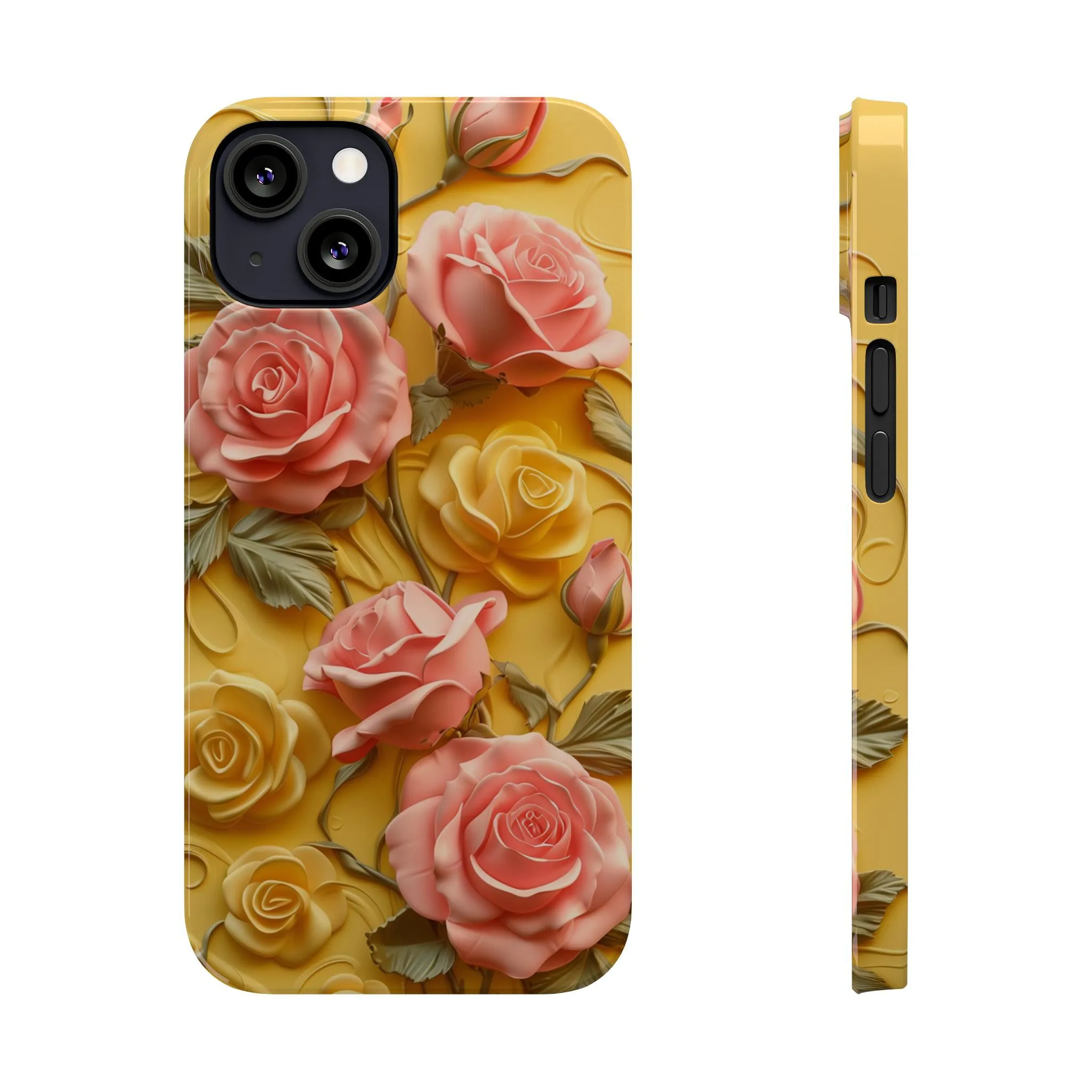 Pink And Yellow Roses 3D Style Print iPhone Case