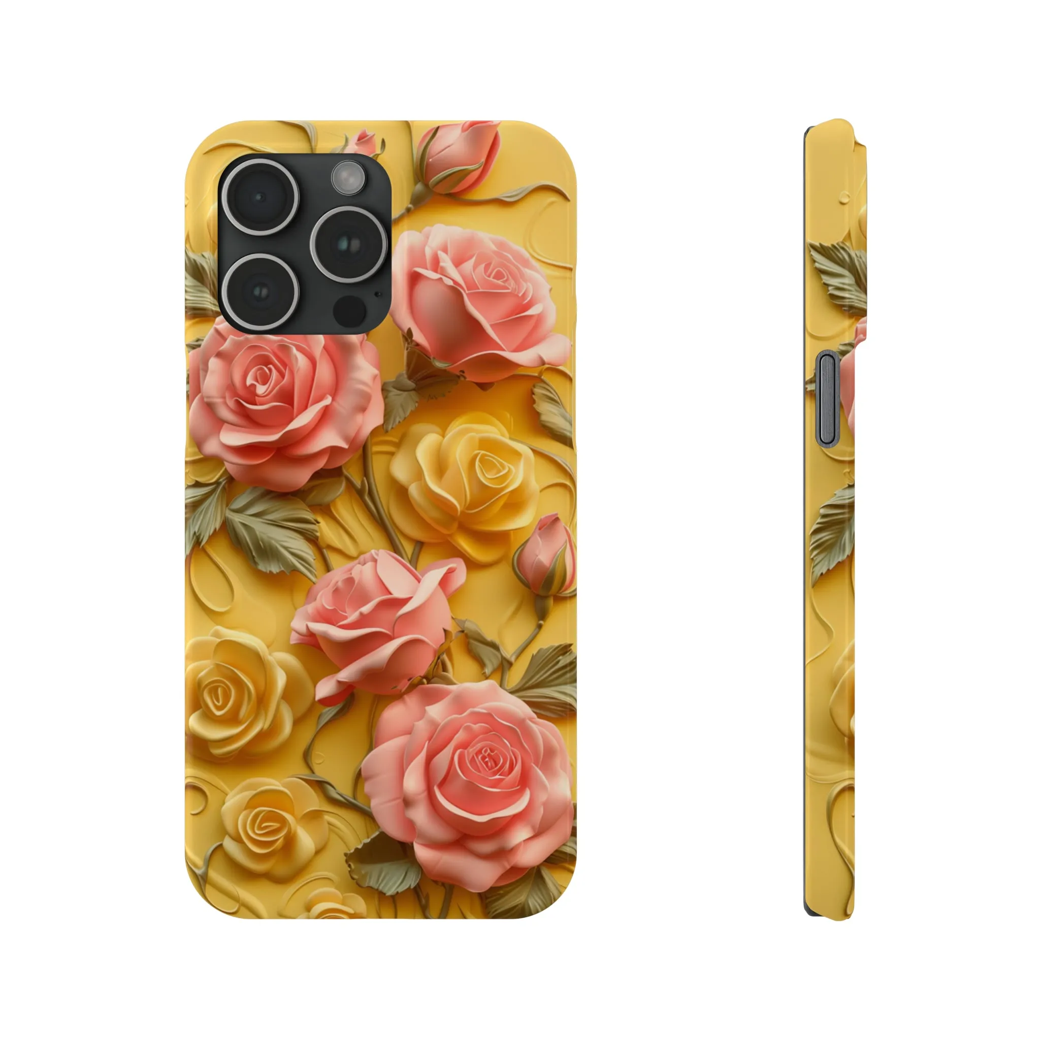 Pink And Yellow Roses 3D Style Print iPhone Case