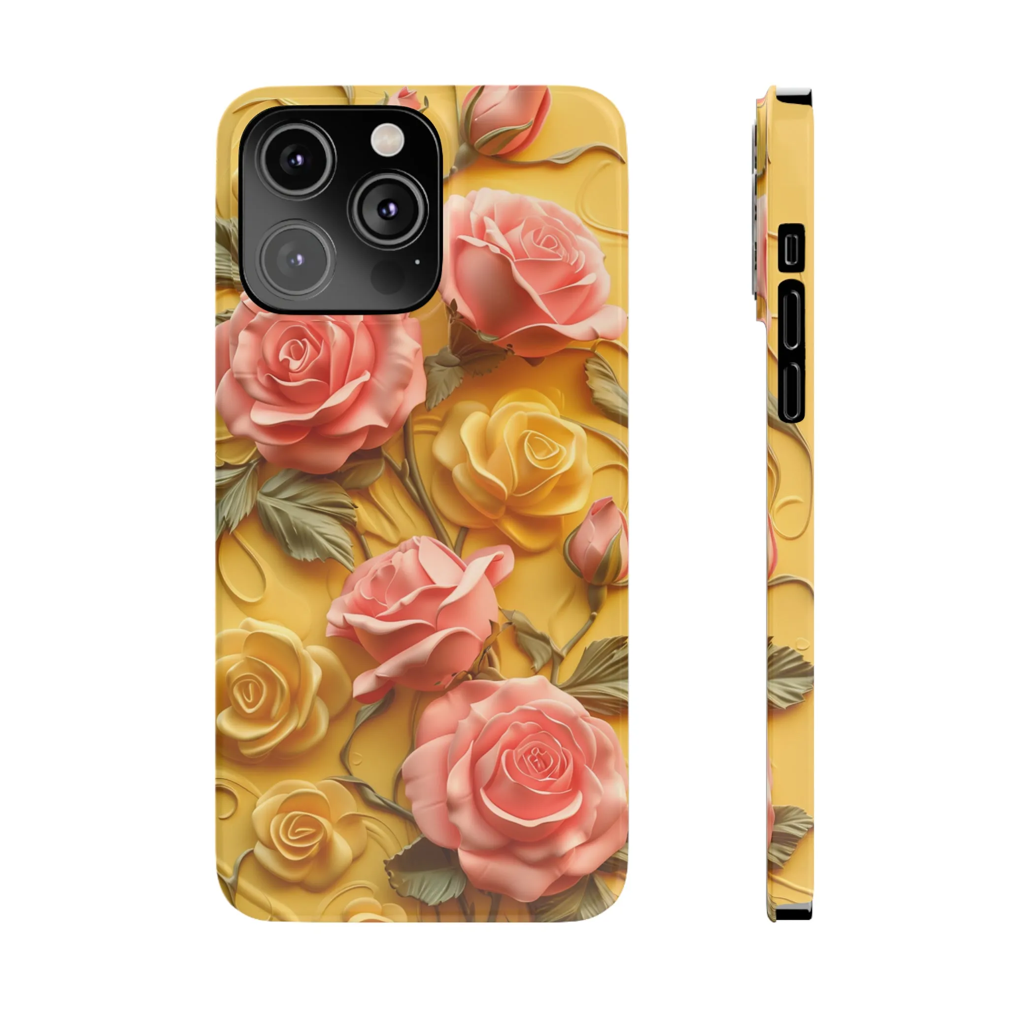 Pink And Yellow Roses 3D Style Print iPhone Case