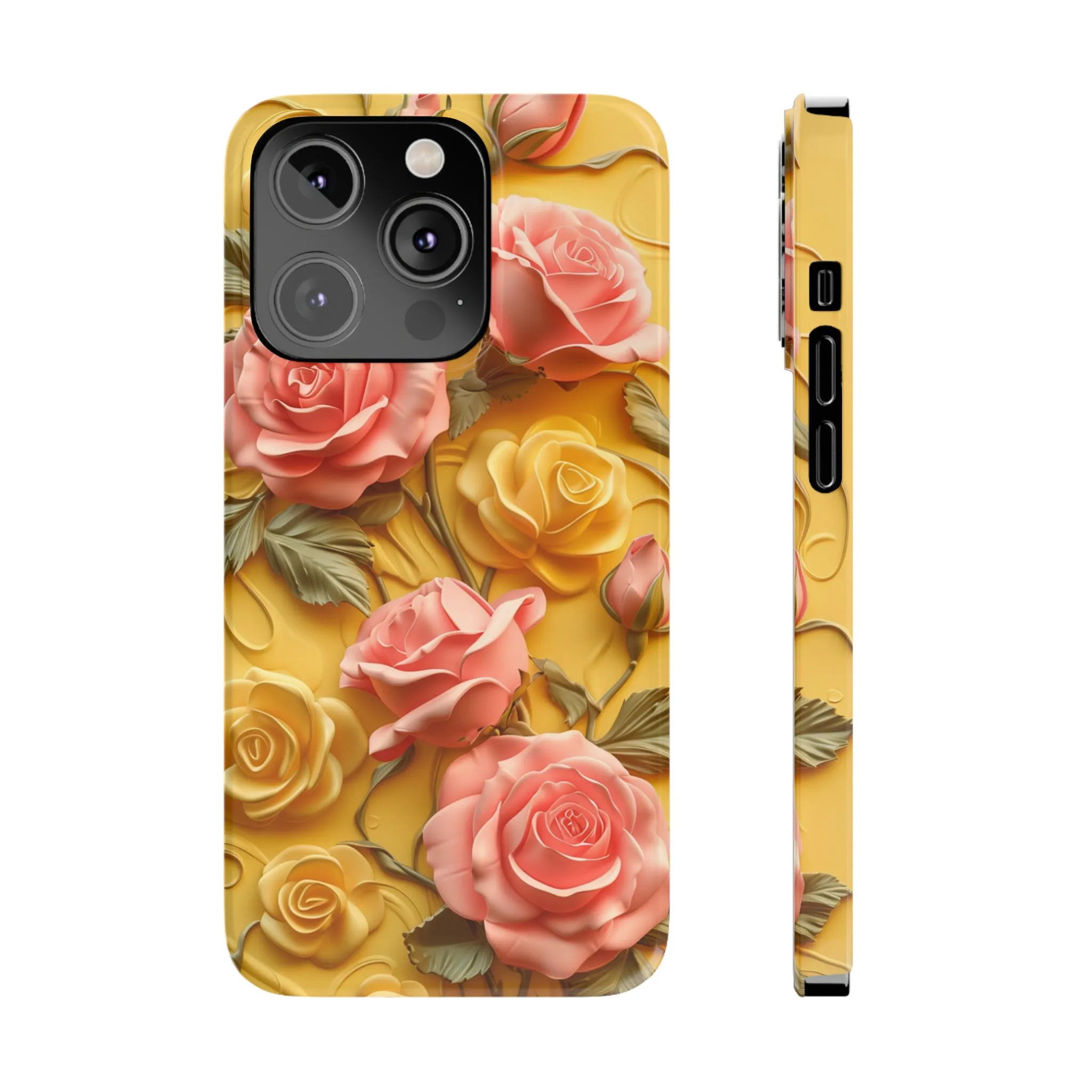 Pink And Yellow Roses 3D Style Print iPhone Case