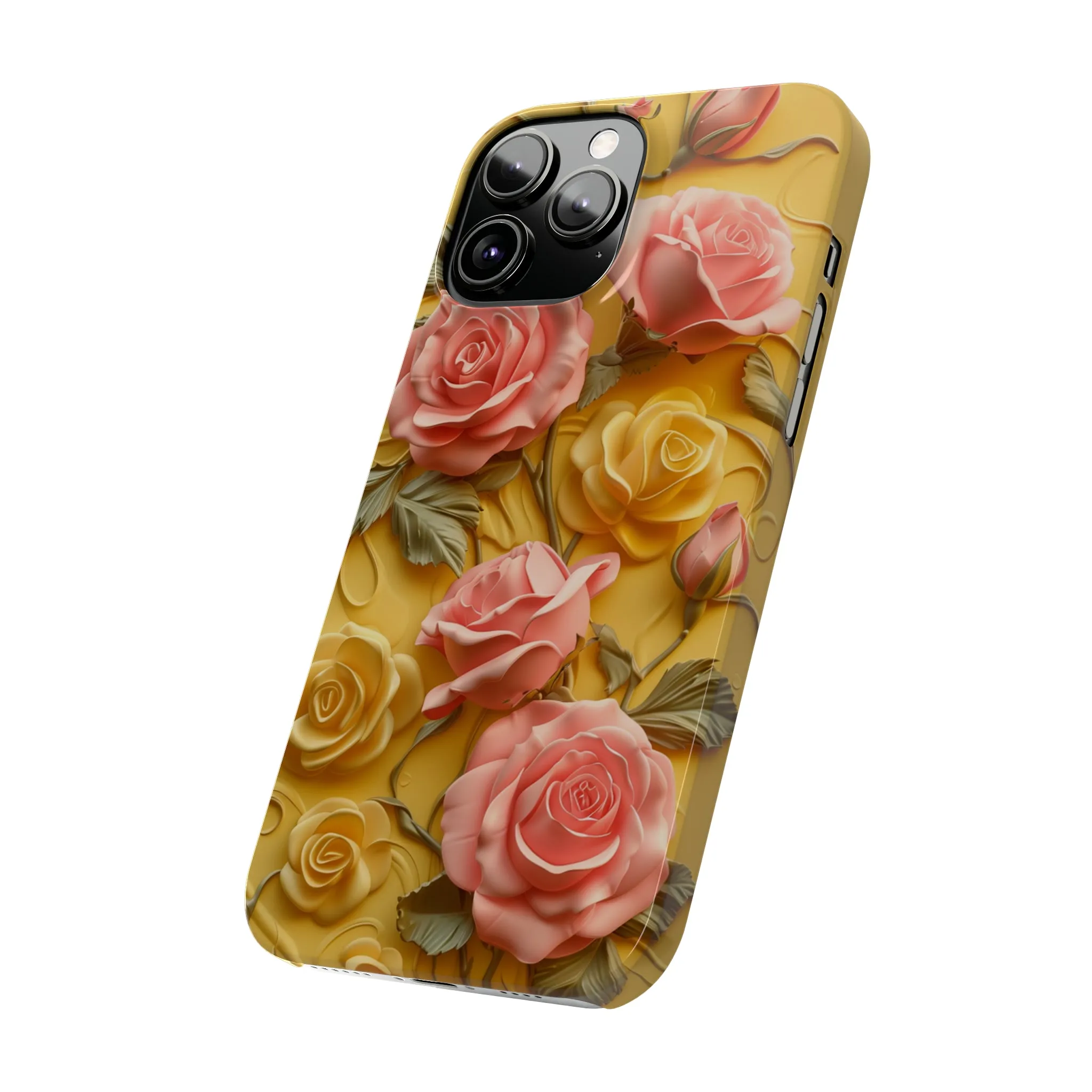 Pink And Yellow Roses 3D Style Print iPhone Case