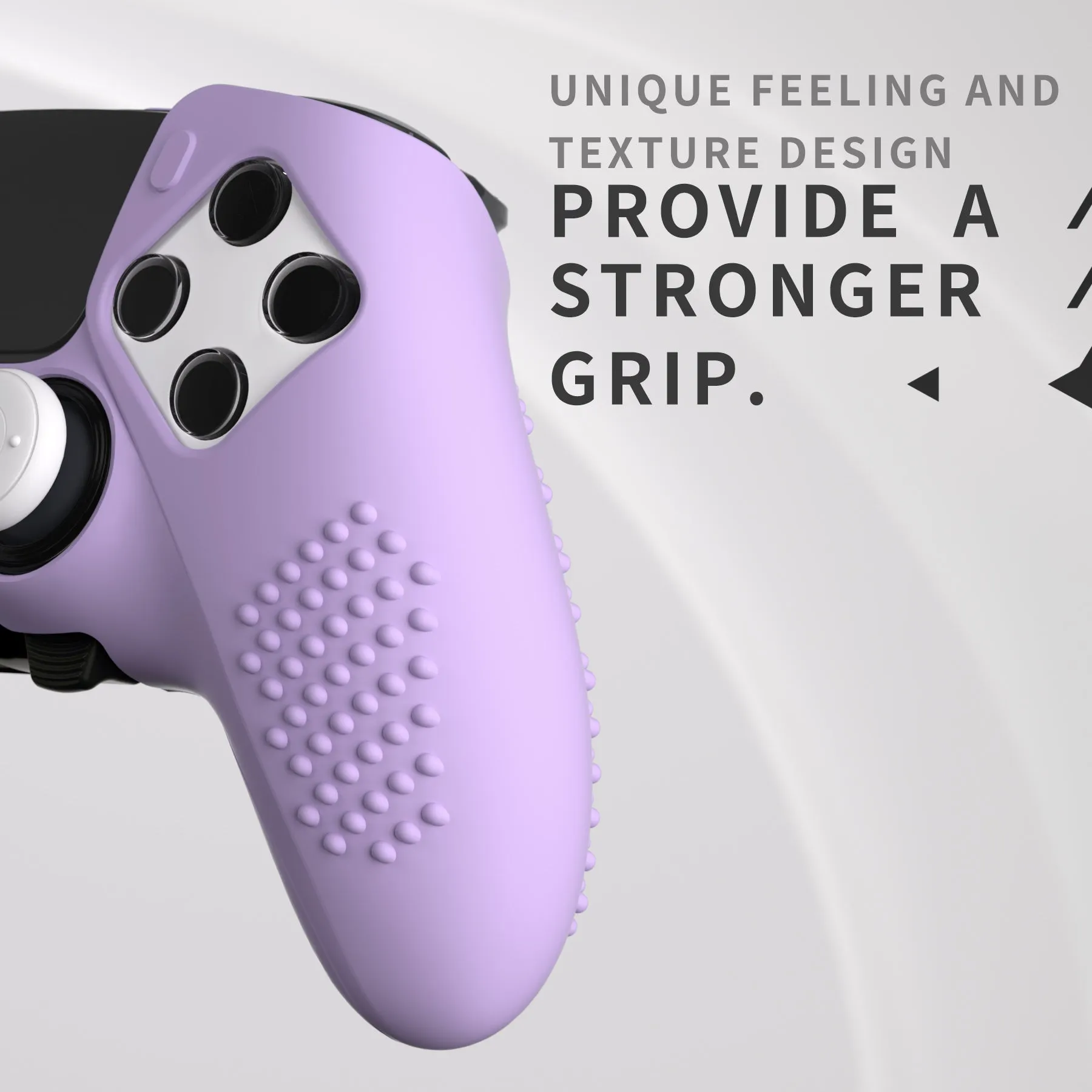 PlayVital 3D Studded Edition Anti-Slip Silicone Cover Case for ps5 Edge Controller, Soft Rubber Protector Skin for ps5 Edge Wireless Controller with 6 Thumb Grip Caps - Mauve Purple - ETPFP011