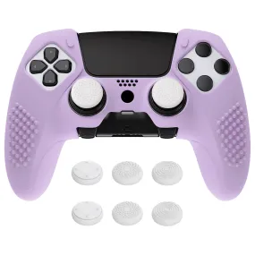 PlayVital 3D Studded Edition Anti-Slip Silicone Cover Case for ps5 Edge Controller, Soft Rubber Protector Skin for ps5 Edge Wireless Controller with 6 Thumb Grip Caps - Mauve Purple - ETPFP011