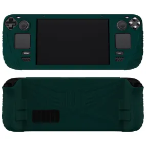 PlayVital Armor Series Protective Case for Steam Deck LCD, Soft Cover Silicone Protector for Steam Deck with Back Button Enhancement Designed & Thumb Grips Caps - Racing Green - XFSDP007