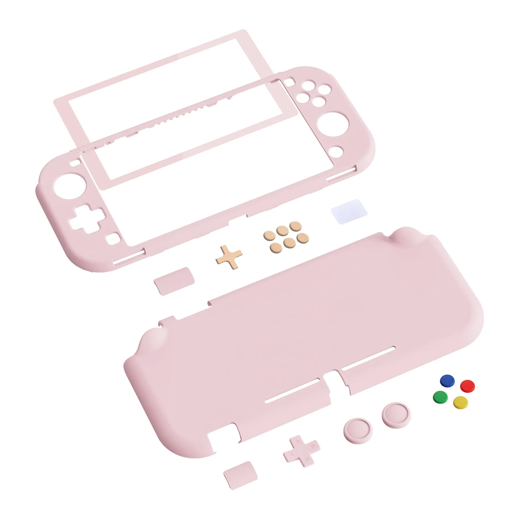 PlayVital Cherry Blossoms Pink Customized Protective Grip Case for Nintendo Switch Lite, Hard Cover Protector for Nintendo Switch Lite - 1 x White Border Tempered Glass Screen Protector Included - YYNLP005