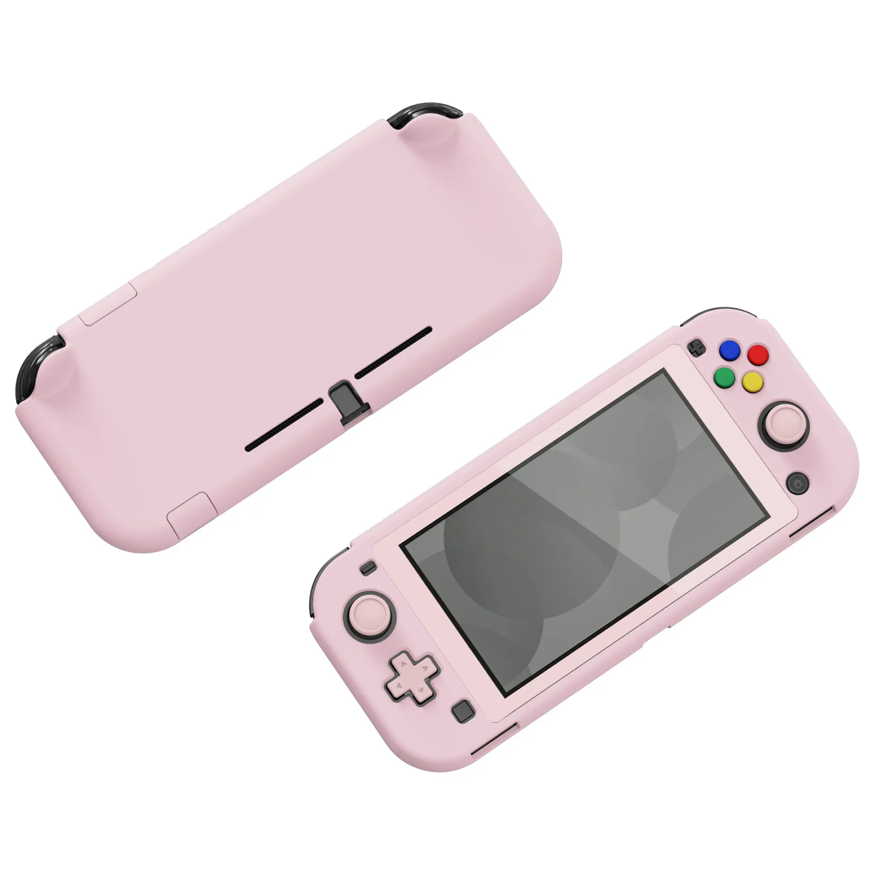 PlayVital Cherry Blossoms Pink Customized Protective Grip Case for Nintendo Switch Lite, Hard Cover Protector for Nintendo Switch Lite - 1 x White Border Tempered Glass Screen Protector Included - YYNLP005