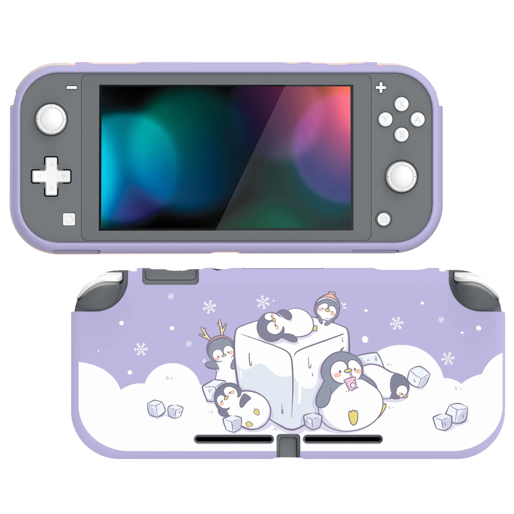 PlayVital Icy Cube Penguin Custom Protective Case for NS Switch Lite, Soft TPU Slim Case Cover for NS Switch Lite - LTU6009