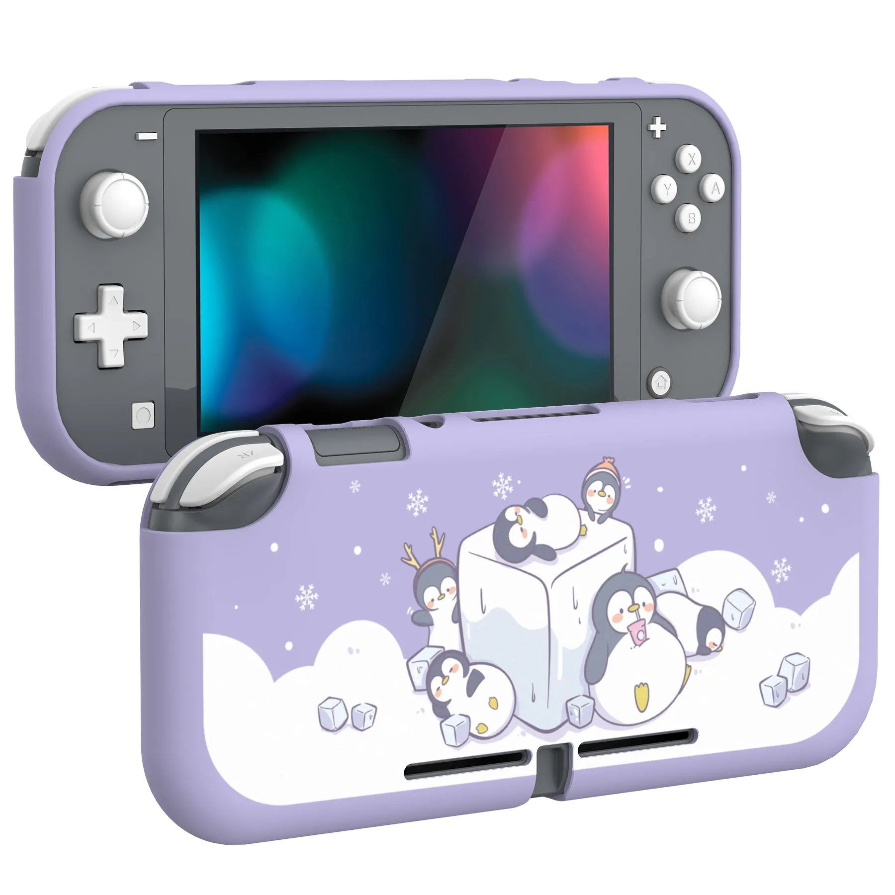 PlayVital Icy Cube Penguin Custom Protective Case for NS Switch Lite, Soft TPU Slim Case Cover for NS Switch Lite - LTU6009