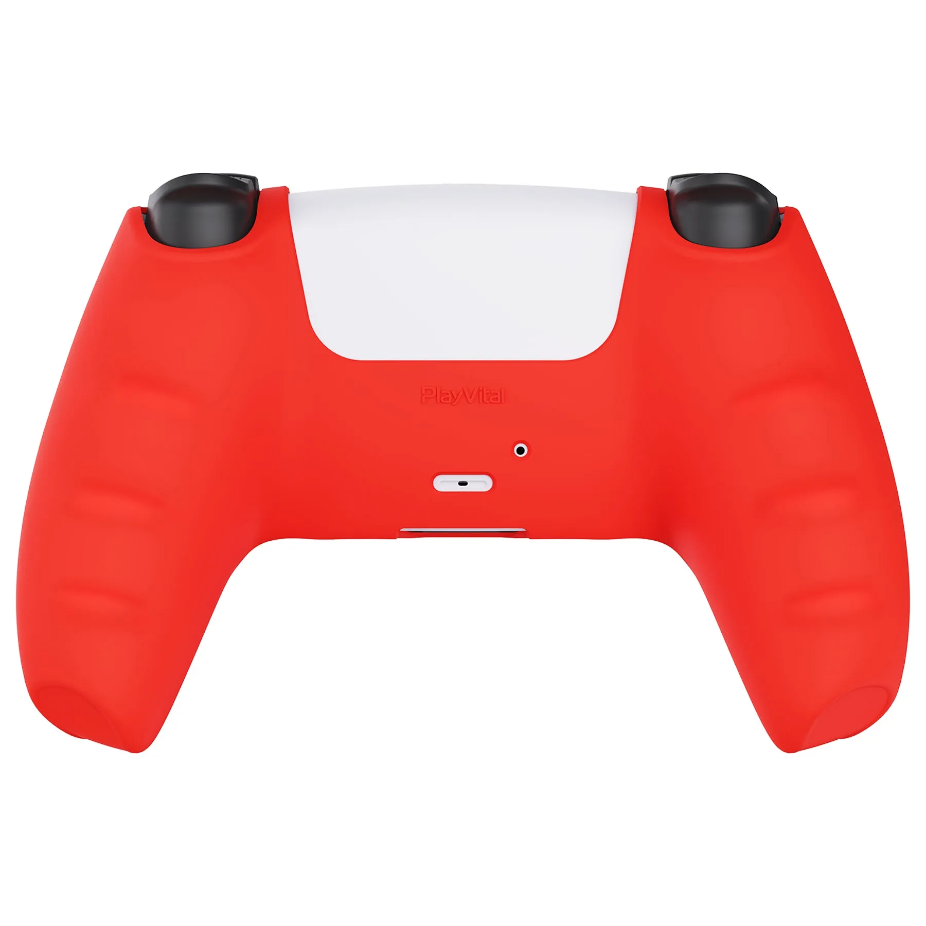 PlayVital Passion Red Pure Series Anti-Slip Silicone Cover Skin for PS 5 Controller, Soft Rubber Case for PS5 Controller with Black Thumb Grip Caps - KOPF017