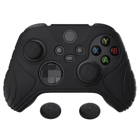 PlayVital Samurai Edition Black Anti-slip Controller Grip Silicone Skin, Ergonomic Soft Rubber Protective Case Cover for Xbox Series S/X Controller with Black Thumb Stick Caps - WAX3001