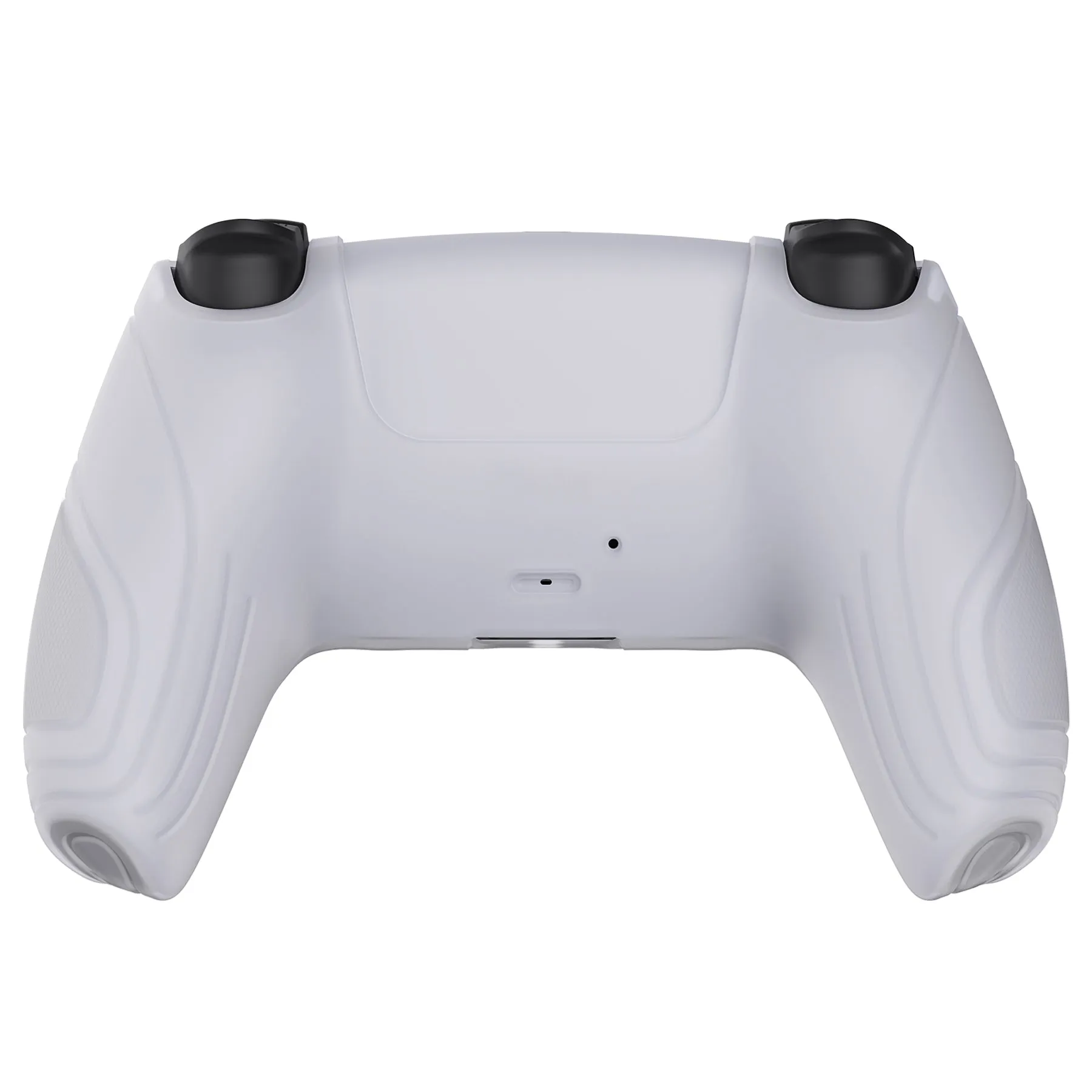 PlayVital Samurai Edition Clear White Anti-Slip Controller Silicone Skin for PS5 Controller, Ergonomic Soft Rubber Protective Case for PS 5 Controller with Clear White Thumb Stick Caps - BWPF013