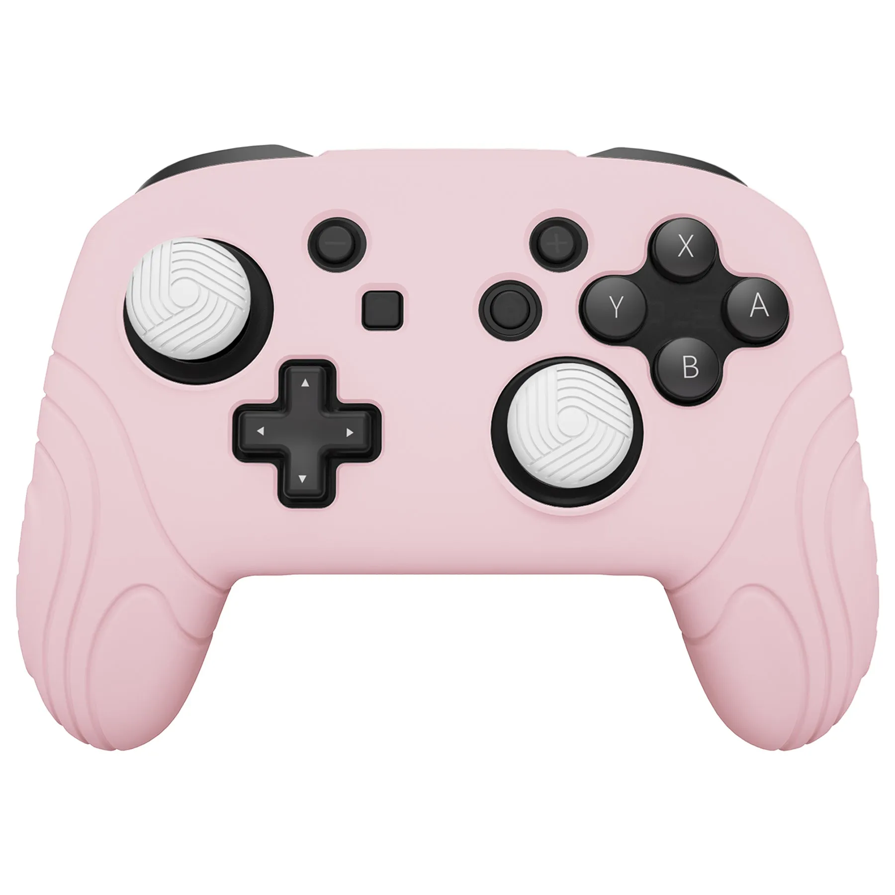 PlayVital Samurai Edition Ergonomic Silicone Skin Protective Case for Nintendo Switch Pro Controller, Soft Anti-slip Controller Grip Protector for Nintendo Switch Pro with Thumb Grip Caps - Cherry Blossoms Pink - EBNPP011