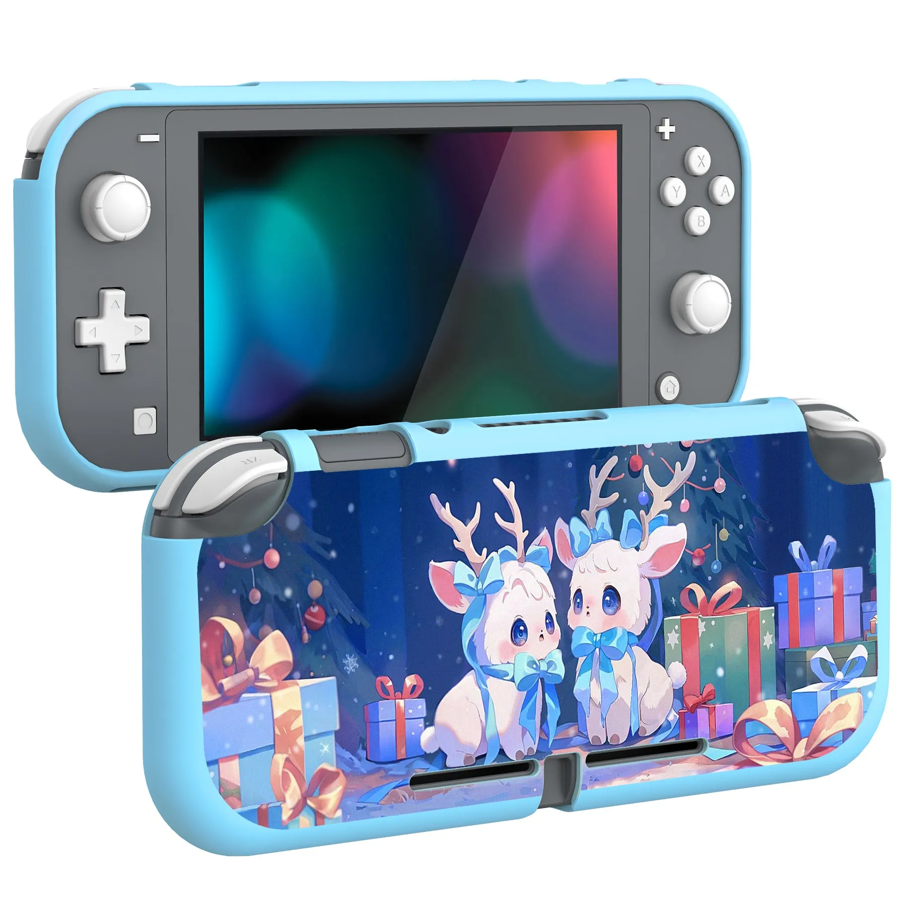 PlayVital Santa Deer Custom Protective Case for NS Switch Lite, Soft TPU Slim Case Cover for NS Switch Lite - LTU6030