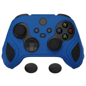 PlayVital Scorpion Edition Two-Tone Anti-Slip Silicone Case Cover for Xbox Series X/S Controller, Soft Rubber Case for Xbox Core Controller with Thumb Grip Caps - Blue & Black - SPX3001