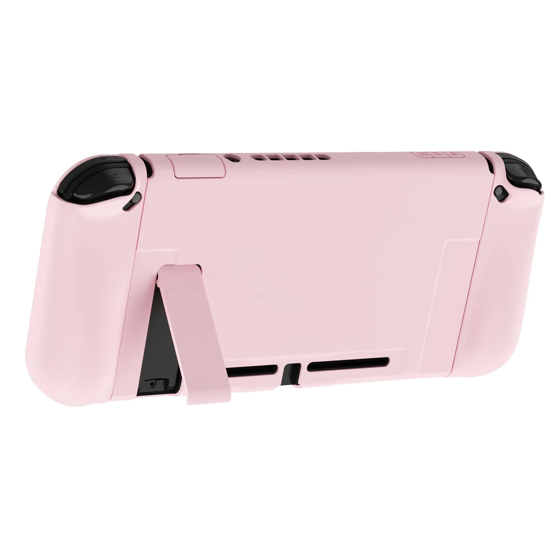 PlayVital UPGRADED Glossy Dockable Case Grip Cover for NS Switch, Ergonomic Protective Case for NS Switch, Separable Protector Hard Shell for Joycon - Cherry Blossoms Pink - ANSP3010