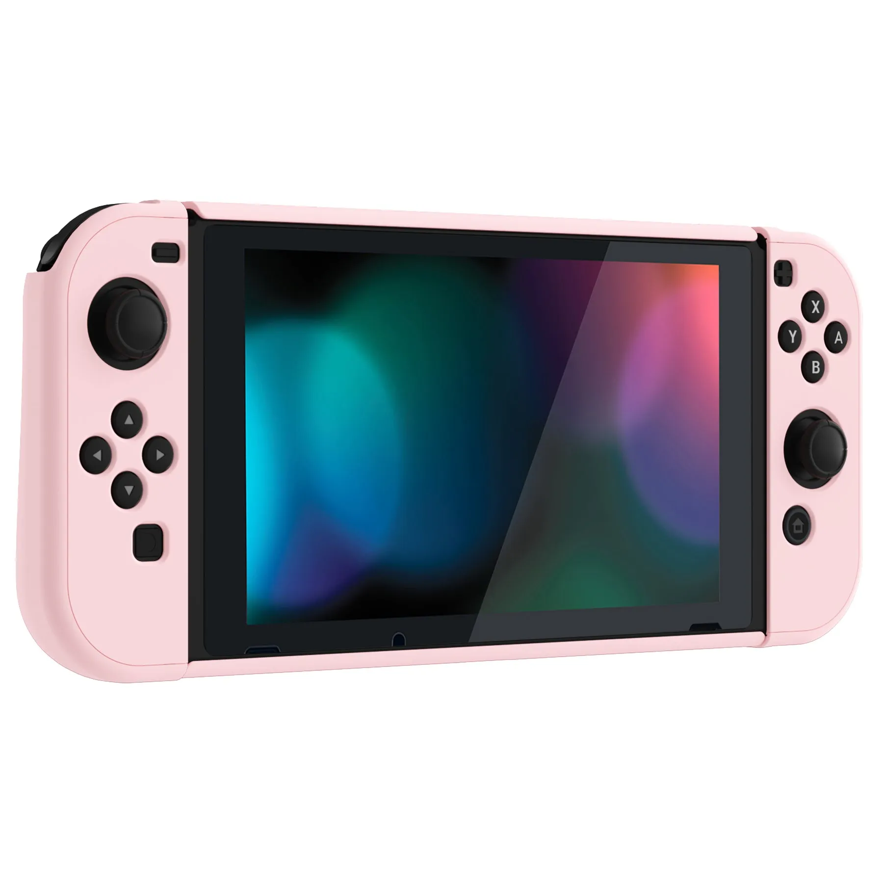 PlayVital UPGRADED Glossy Dockable Case Grip Cover for NS Switch, Ergonomic Protective Case for NS Switch, Separable Protector Hard Shell for Joycon - Cherry Blossoms Pink - ANSP3010