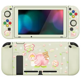 PlayVital ZealProtect Soft Protective Case for Nintendo Switch, Flexible Cover Protector for Nintendo Switch with Tempered Glass Screen Protector & Thumb Grip Caps & ABXY Direction Button Caps - Summer Peaches - RNSYV6015