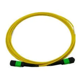 Plenum 24 Strand MTP (MPO) Fiber Optic Patch Cable, OS2 9/125 Singlemode, Yellow Jacket, Green Connector, 100 Gbps, 15 meter (49.2 foot)