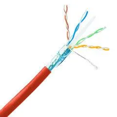 Plenum Shielded Cat6a Red Copper Ethernet Cable, 10 Gigabit Solid, CMP, POE Compliant, 500Mhz, 23 AWG, Spool, 1000 foot