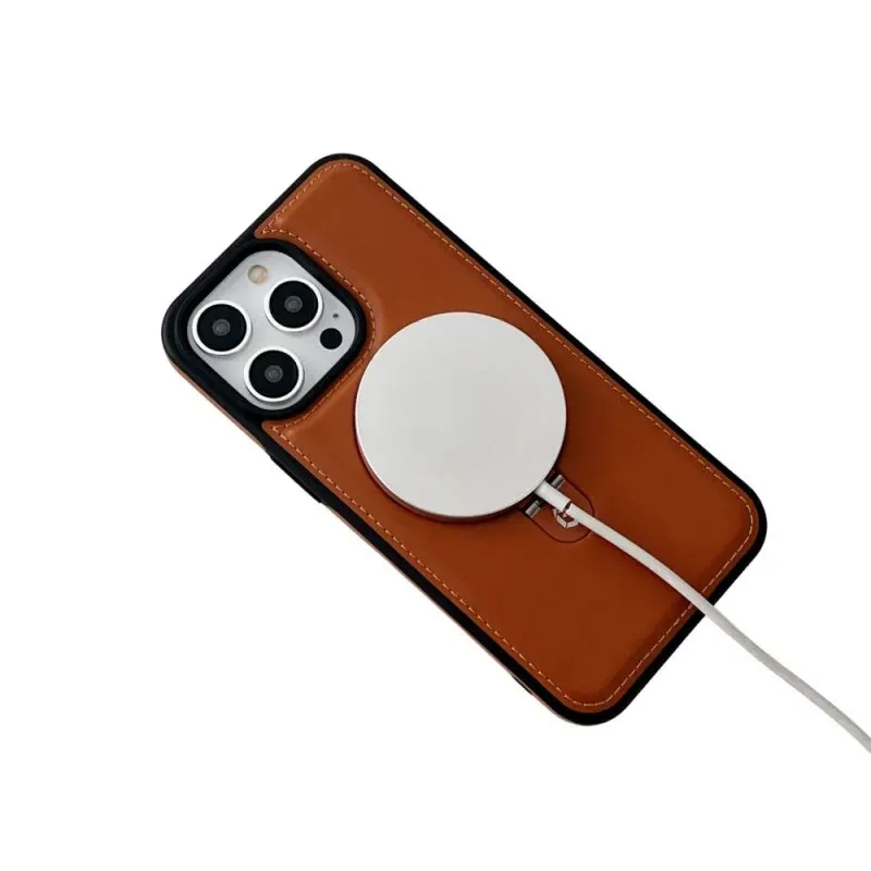 PU Leather Magnetic Phone Case With Ring Stand For iPhone