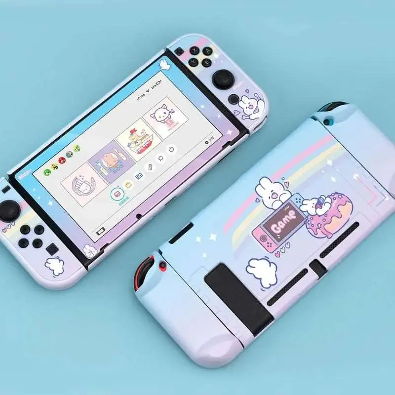 Rainbow Bunnies Case   Screen Protector - Nintendo Switch