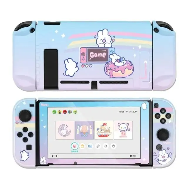 Rainbow Bunnies Case   Screen Protector - Nintendo Switch