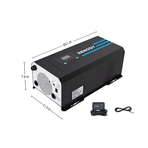 Renogy 3000w Pure Sine Wave Inverter Charger 12V DC to 120V AC Surge 9000w for Off-Grid Solar RV Boat Home w/LCD Display, Auto Transfer Switch, Compatible with Lithium Battery