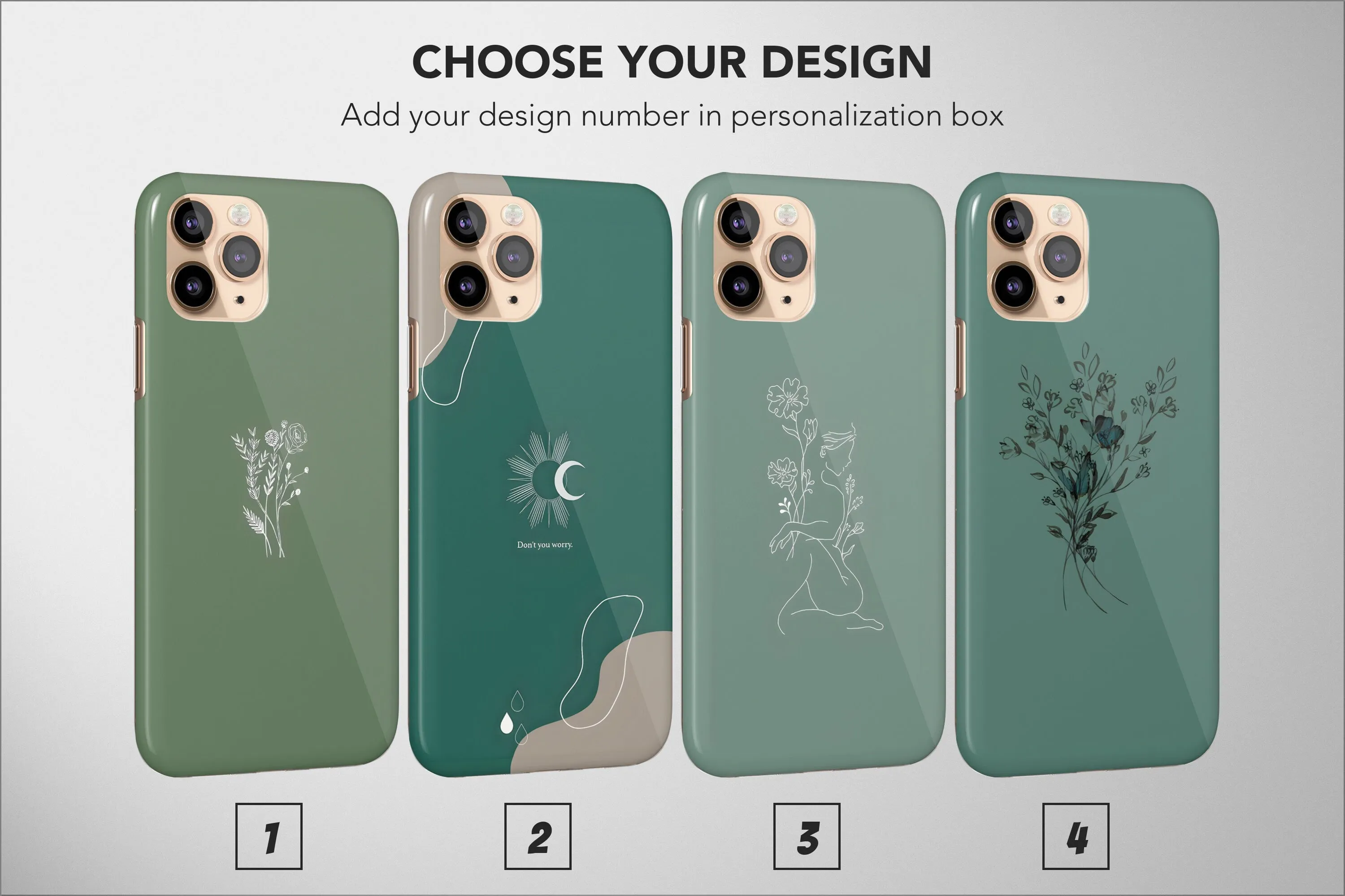 Sage Green Phone Case Floral Boho Minimalist Women Art Cover For