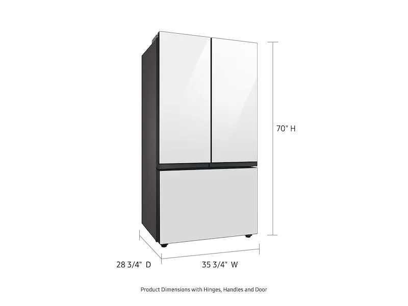 Samsung RF24BB620012AA Bespoke 3-Door French Door Refrigerator (24 cu. ft.) with AutoFill Water Pitcher in White Glass