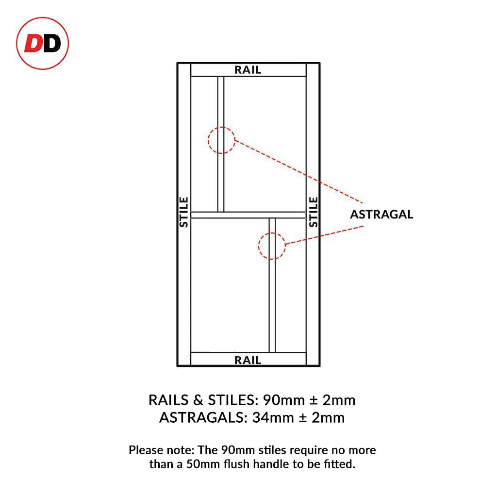 Single Sliding Door & Premium Wall Track - Eco-Urban® Hampton 4 Panel Door DD6413 - 6 Colour Options