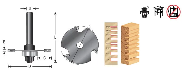 Slotting Cutter Assembly | 1 7⁄8 Dia x 3⁄16 x 1⁄4 or 1⁄2" Shank | 53408 | 738685934081