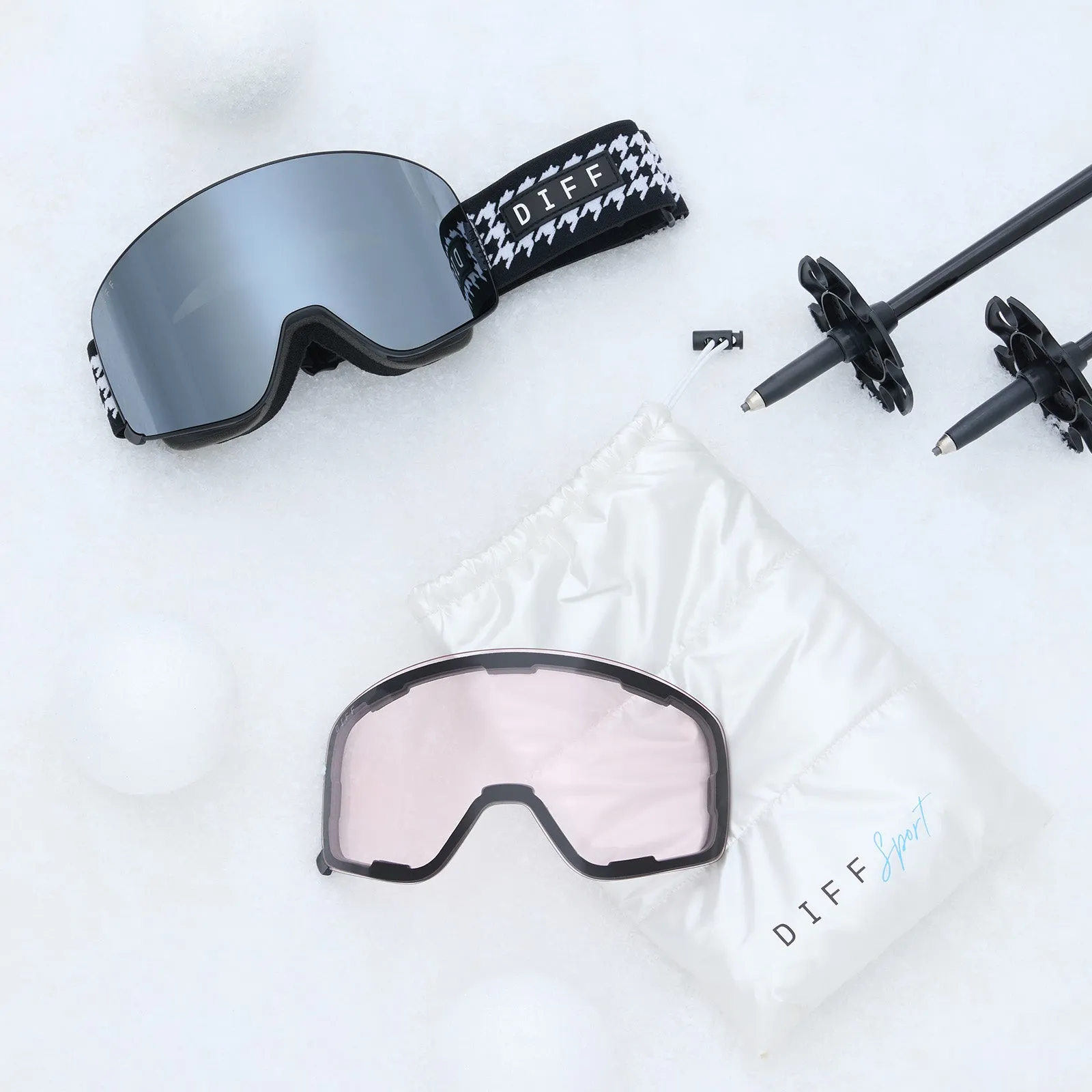 SNOW GOGGLES - FROST   HOUNDSTOOTH   SILVER MIRROR   POLARIZED SUNGLASSES