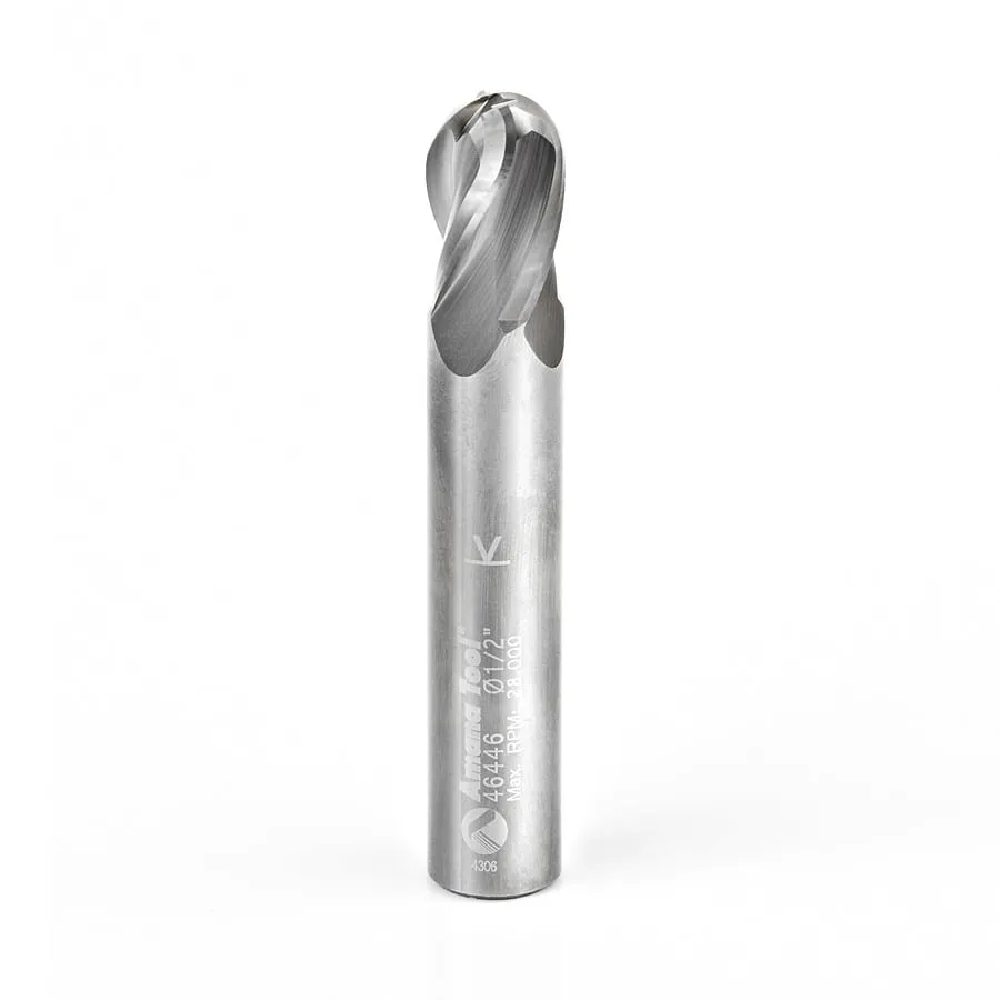 Spiral Ball Nose CNC Router Bit | 1⁄4 Radius x 1⁄2 Dia x 3⁄4 x 1⁄2 Shank x 3" Long | 46446 | 738685464465