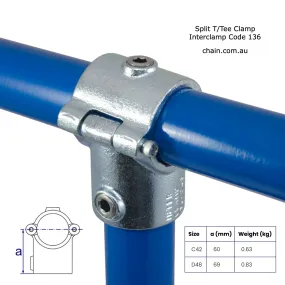 Split T / Tee Clamp for Galvanised Pipe (Interclamp Code 136)