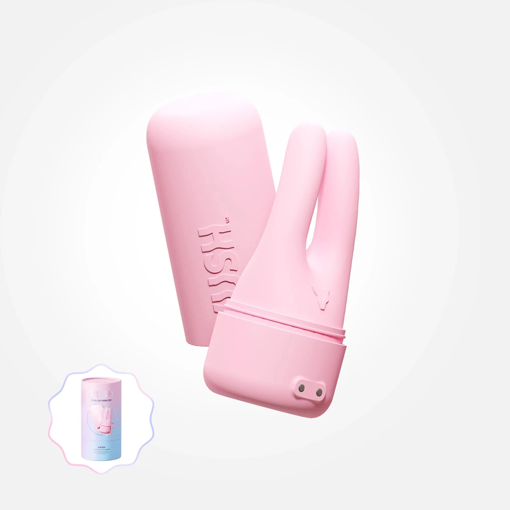 Swish - Compact   Rechargable Pink Dual Tip Vibrator with Travel Case