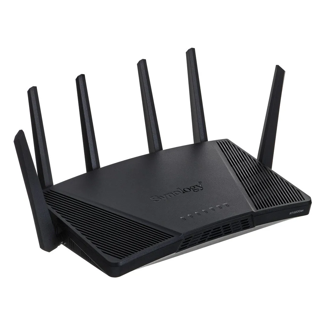 Synology Rt6600ax Router Wifi6 1Xwan 3Xgbe 1X2.5Gb Wireless Router Tri-Band (2.4 Ghz / 5 Ghz / 5 Ghz) Black