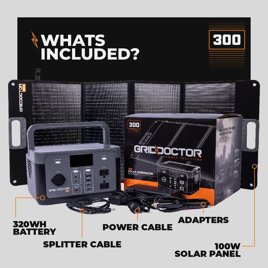 The Grid Doctor 300 Solar Generator System w/ a free 100W Solar Panel