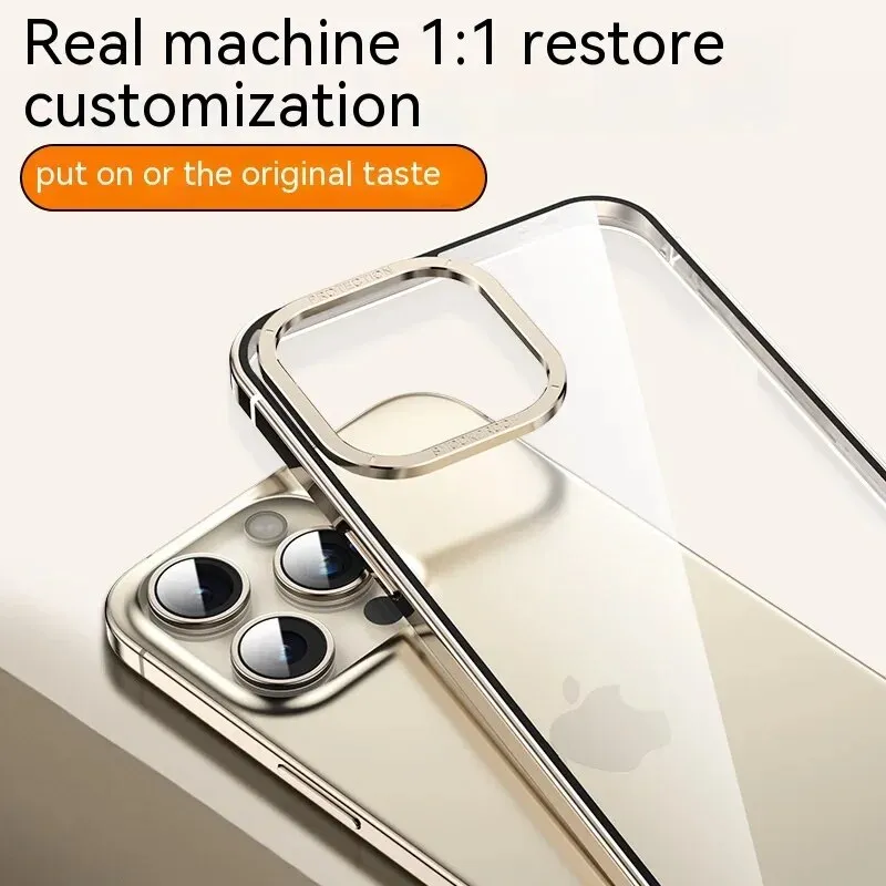 Titanium Steel Transparent Metal Frame Phone Case For iPhone