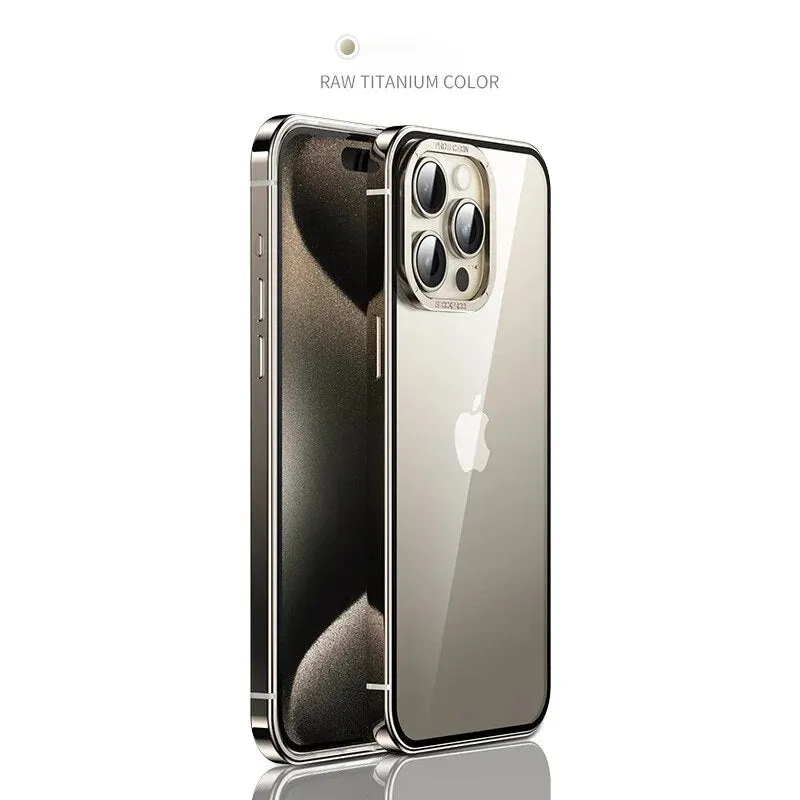 Titanium Steel Transparent Metal Frame Phone Case For iPhone