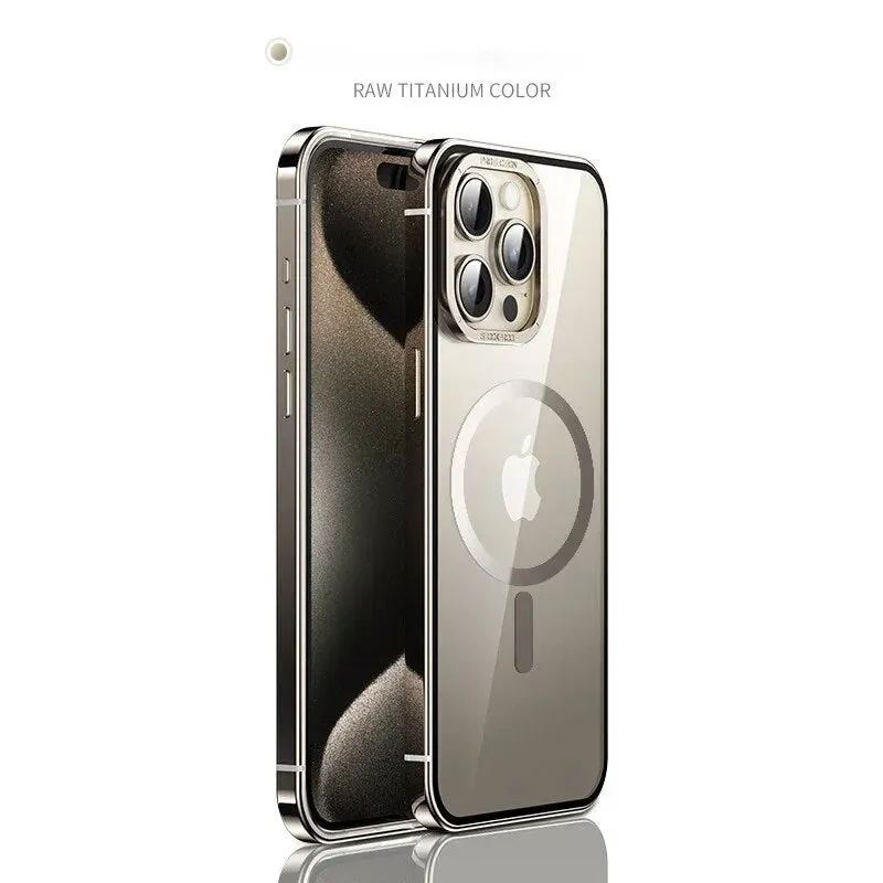 Titanium Steel Transparent Metal Frame Phone Case For iPhone