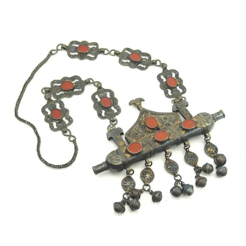 Turkmen Amulet Case Mountain Shape Antique Necklace -20