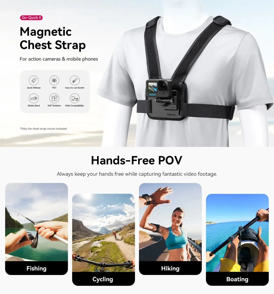 Ulanzi CM028 Go-Quick II Magnetic Chest Mount Harness for GoPro and Phone C021GBB1