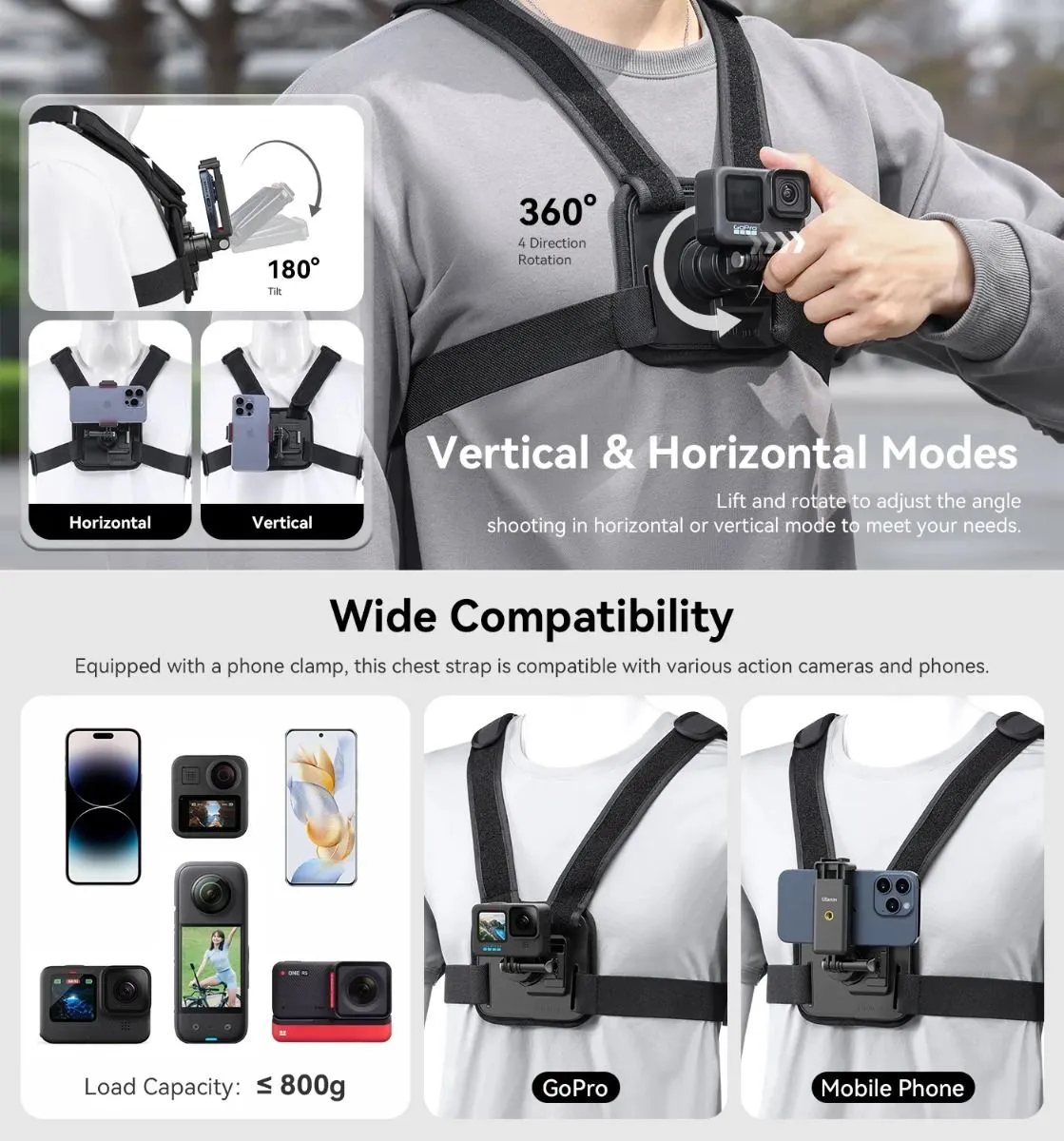 Ulanzi CM028 Go-Quick II Magnetic Chest Mount Harness for GoPro and Phone C021GBB1