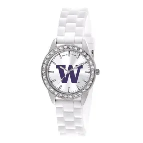 University of Washington Womens Frost Watch - Crystal Bezel - Silicon Strap