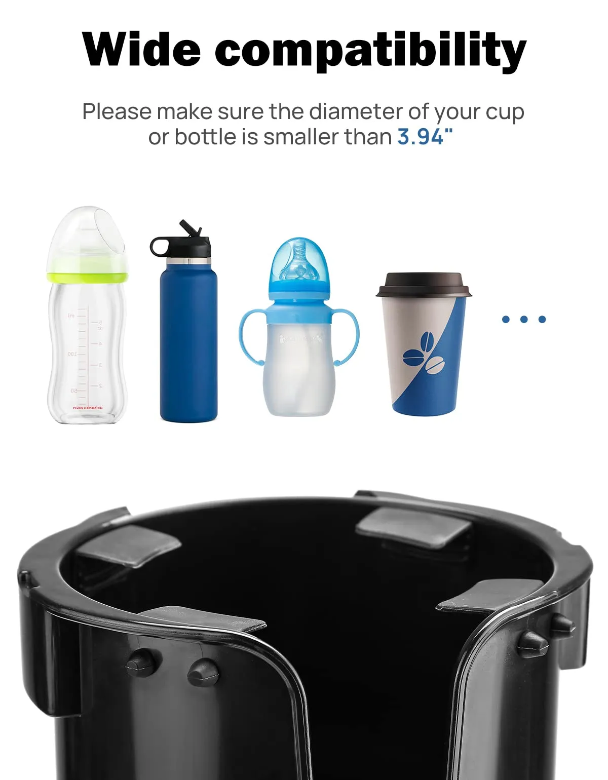 Wheelchair Cup Holder, 2-in-1 Walker Cup Holder with Storage Box, Cup Drink Holder for Bottle with Handle